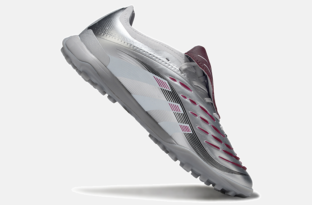 Chuteira Society Adidas Predator Elite Fold-Over Tongue TF - Prata, Branca e Vermelha