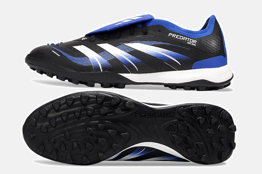 Chuteira Society Adidas Predator Elite Fold-Over Tongue TF - Preta, Azul e Branca