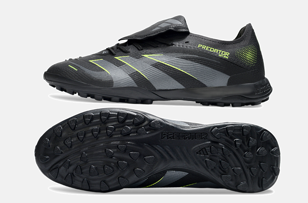 Chuteira Society Adidas Predator Elite Fold-Over Tongue TF - Preta, Cinza e Verde
