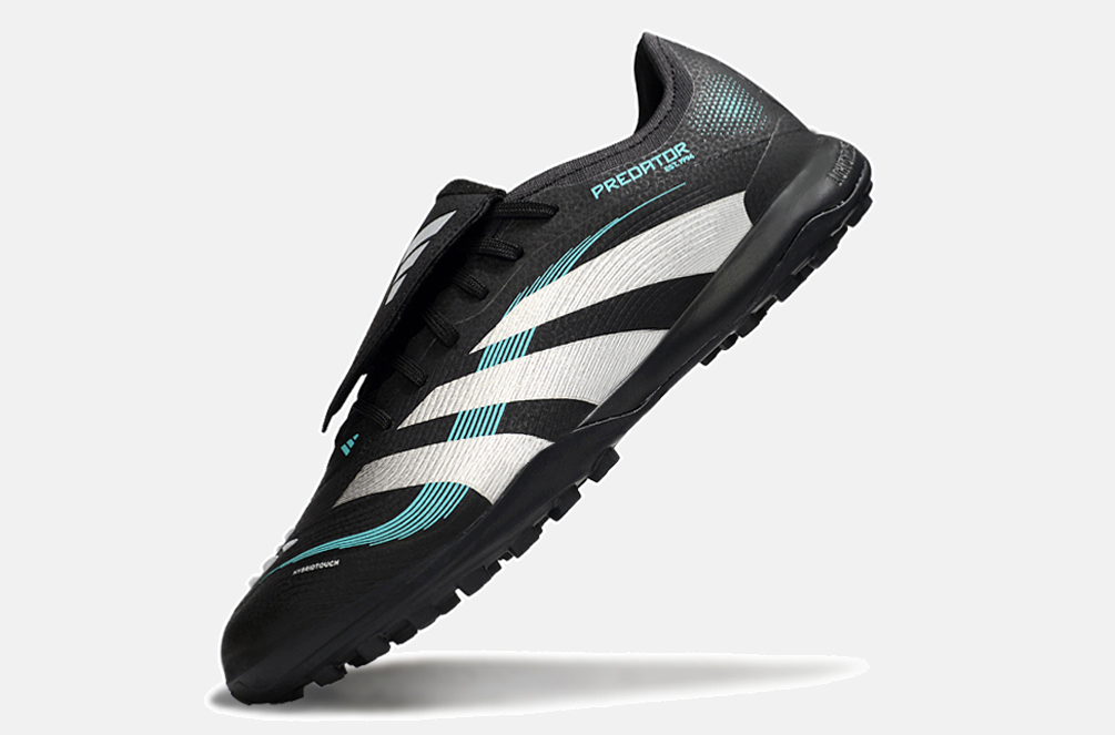 Chuteira Society Adidas Predator Elite Fold-Over Tongue TF - Preta, Prata e Azul