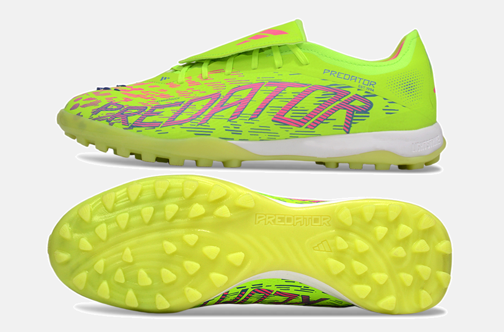 Chuteira Society Adidas Predator Elite Fold-Over Tongue TF - Verde, Rosa e Roxa