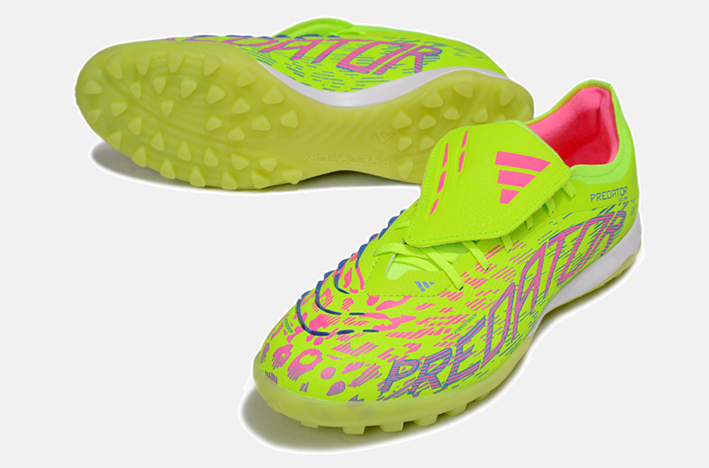 Chuteira Society Adidas Predator Elite Fold-Over Tongue TF - Verde, Rosa e Roxa