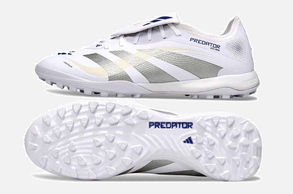Chuteira Society Adidas Predator Elite Fold-Over Tongue TF - Branca e Prata