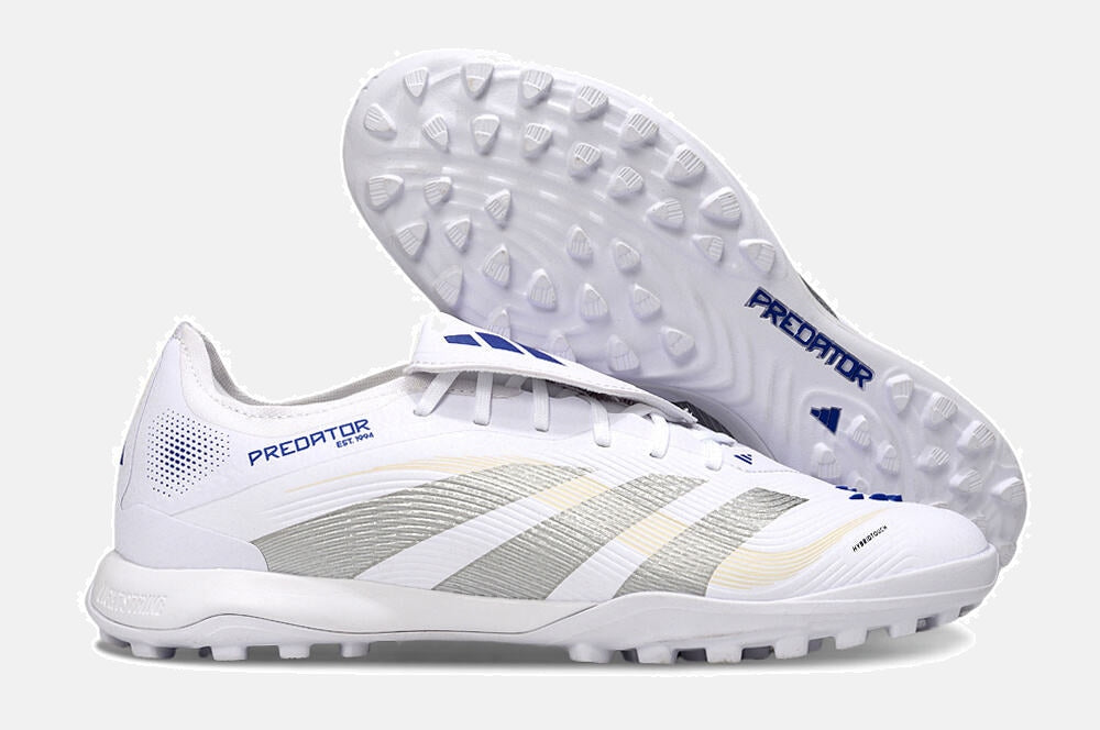 Chuteira Society Adidas Predator Elite Fold-Over Tongue TF - Branca e Prata