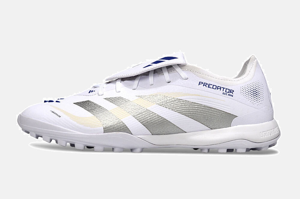Chuteira Society Adidas Predator Elite Fold-Over Tongue TF - Branca e Prata