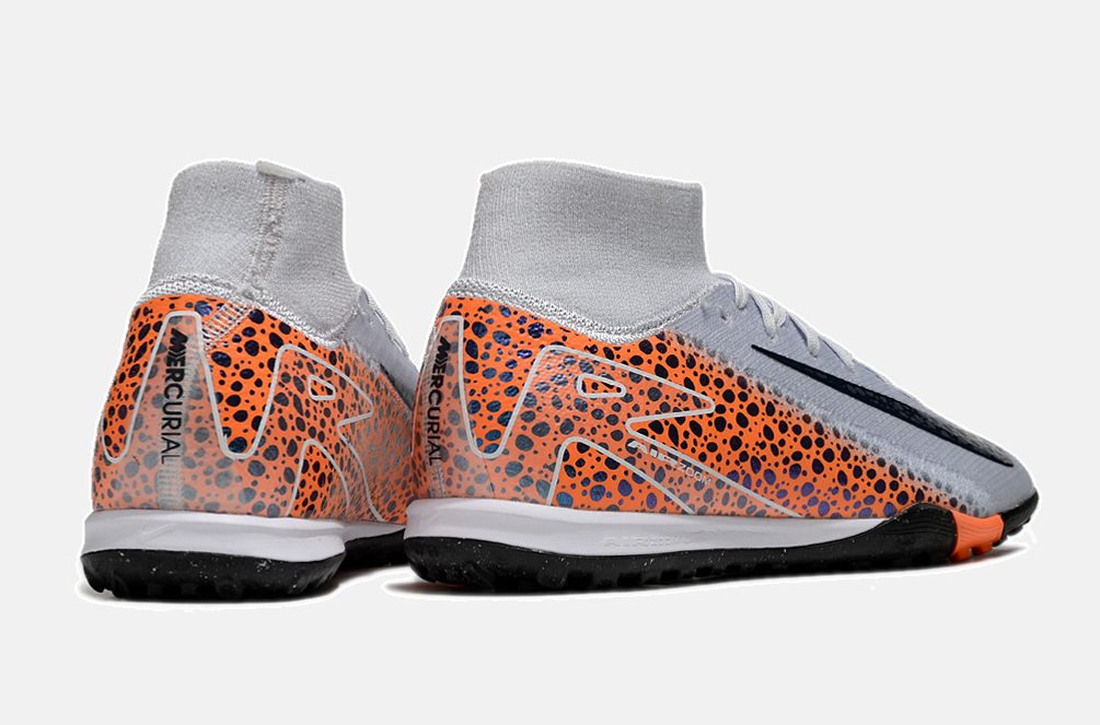 Chuteira Society Nike Air Zoom Mercurial Superfly 10 Elite TF - Cinza e Laranja - imagem 4