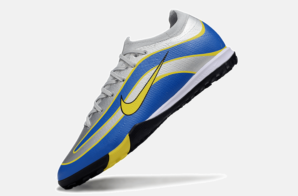 Chuteira Society Nike Air Zoom Mercurial Vapor 16 Elite R9 TF - Cinza, Azul e Amarela - MAGNUM SPORT*