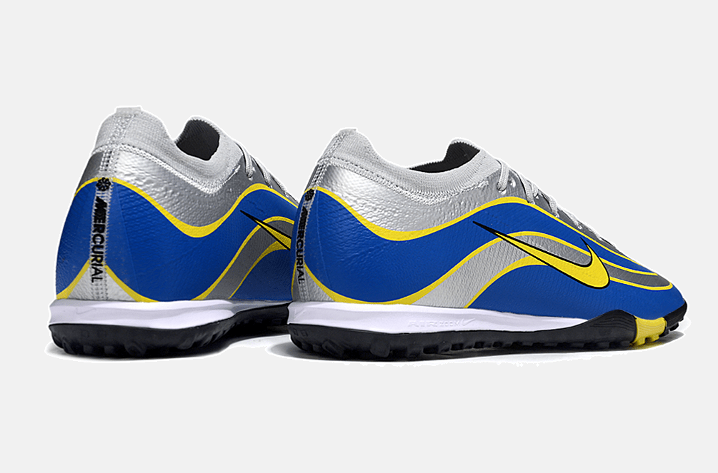 Chuteira Society Nike Air Zoom Mercurial Vapor 16 Elite R9 TF - Cinza, Azul e Amarela - MAGNUM SPORT*