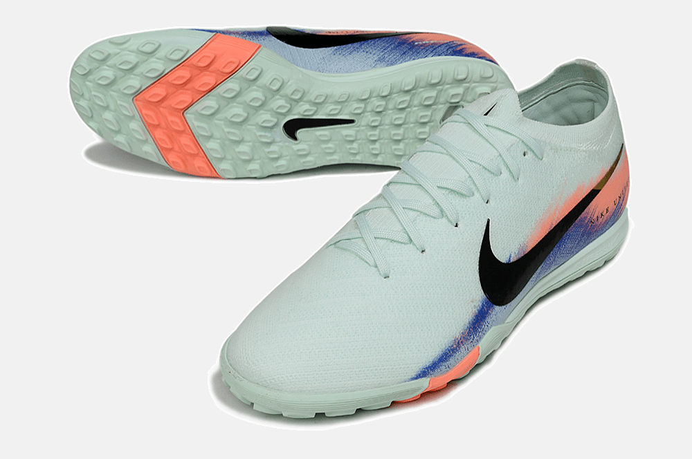 Chuteira Society Nike Air Zoom Mercurial Vapor 16 Elite TF - Branca, Azul e Laranja - MAGNUM SPORT*