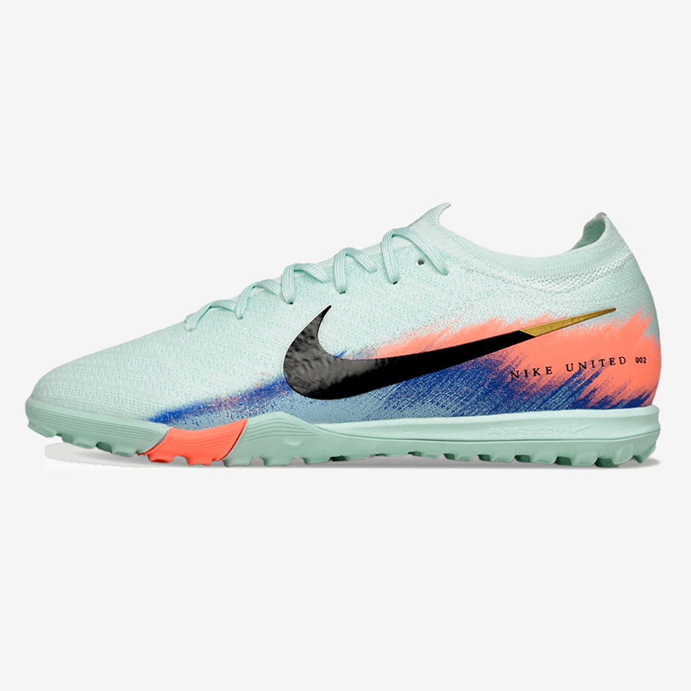 Chuteira Society Nike Air Zoom Mercurial Vapor 16 Elite TF - Branca, Azul e Laranja - MAGNUM SPORT*