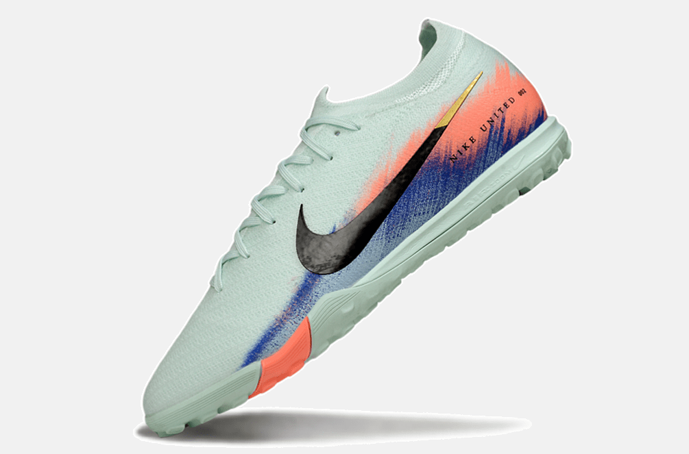 Chuteira Society Nike Air Zoom Mercurial Vapor 16 Elite TF - Branca, Azul e Laranja - MAGNUM SPORT*