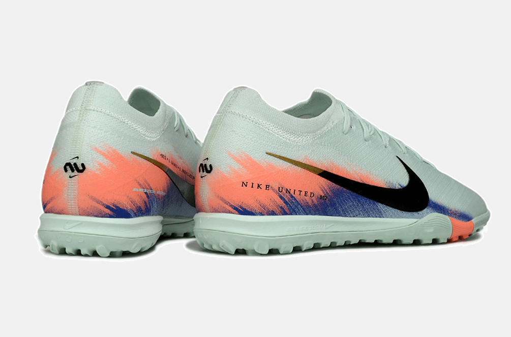 Chuteira Society Nike Air Zoom Mercurial Vapor 16 Elite TF - Branca, Azul e Laranja - MAGNUM SPORT*