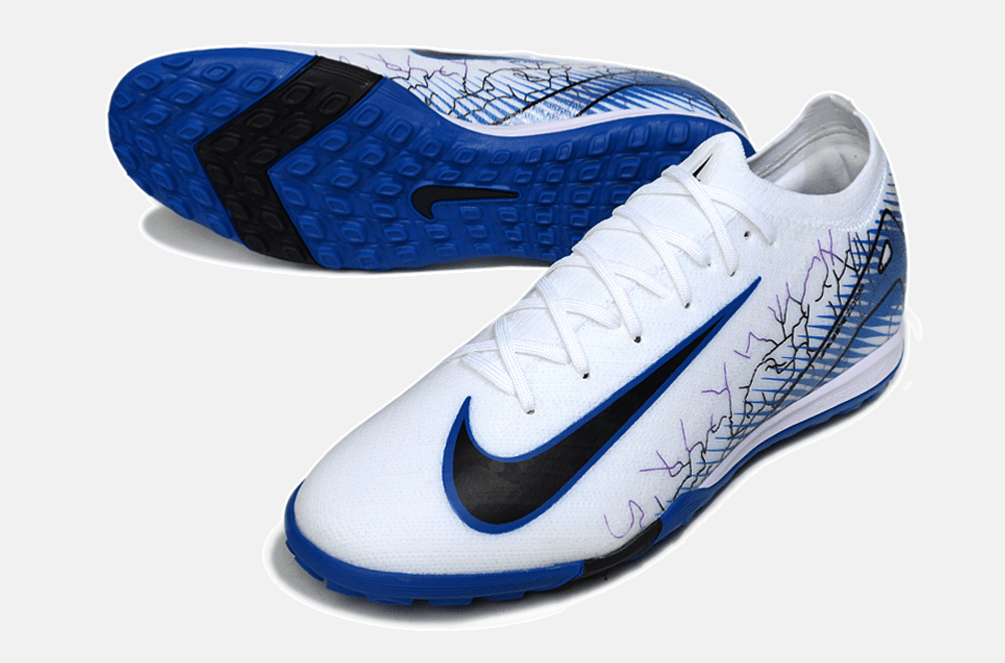 Chuteira Society Nike Air Zoom Mercurial Vapor 16 Elite TF - Branca, Azul e Preta - MAGNUM SPORT*