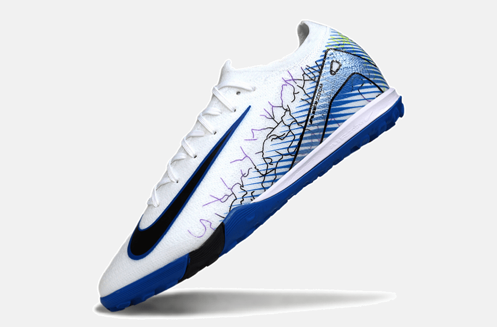 Chuteira Society Nike Air Zoom Mercurial Vapor 16 Elite TF - Branca, Azul e Preta - MAGNUM SPORT*