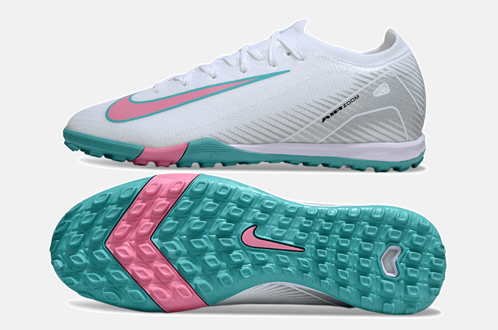 Chuteira Society Nike Air Zoom Mercurial Vapor 16 Elite TF - Branca, Azul e Rosa - MAGNUM SPORT*
