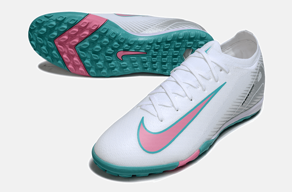 Chuteira Society Nike Air Zoom Mercurial Vapor 16 Elite TF - Branca, Azul e Rosa - MAGNUM SPORT*