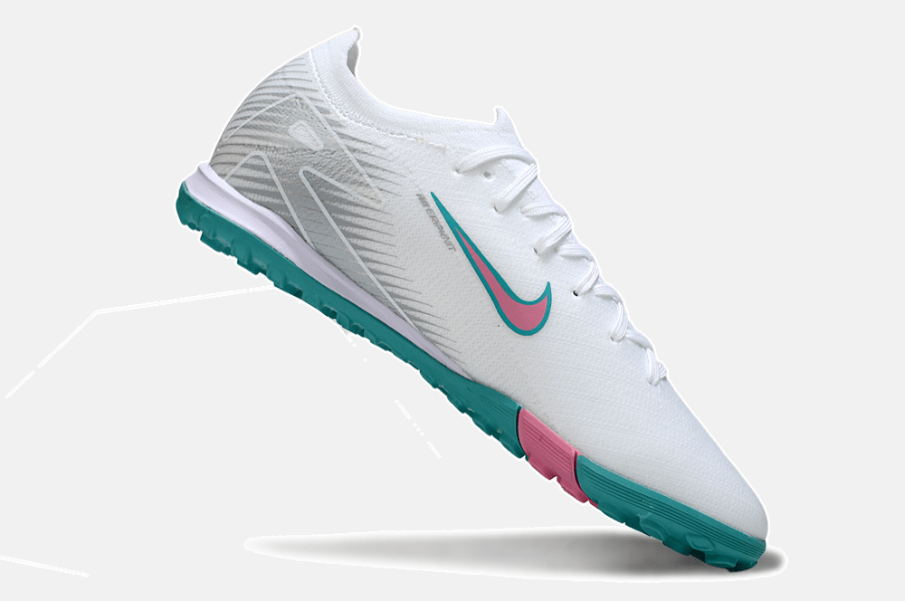 Chuteira Society Nike Air Zoom Mercurial Vapor 16 Elite TF - Branca, Azul e Rosa - MAGNUM SPORT*