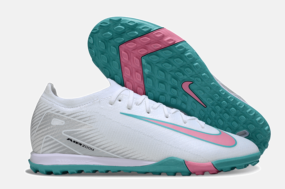 Chuteira Society Nike Air Zoom Mercurial Vapor 16 Elite TF - Branca, Azul e Rosa - MAGNUM SPORT*