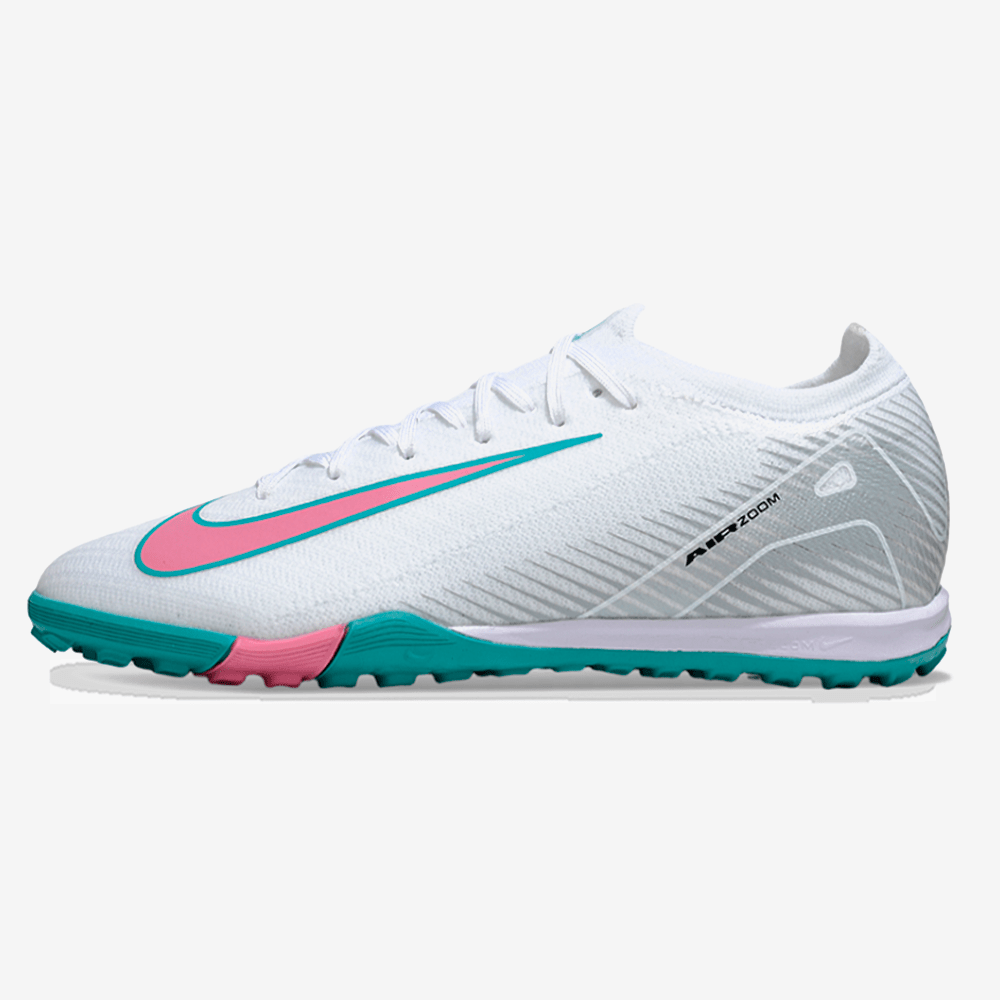 Chuteira Society Nike Air Zoom Mercurial Vapor 16 Elite TF - Branca, Azul e Rosa - MAGNUM SPORT*