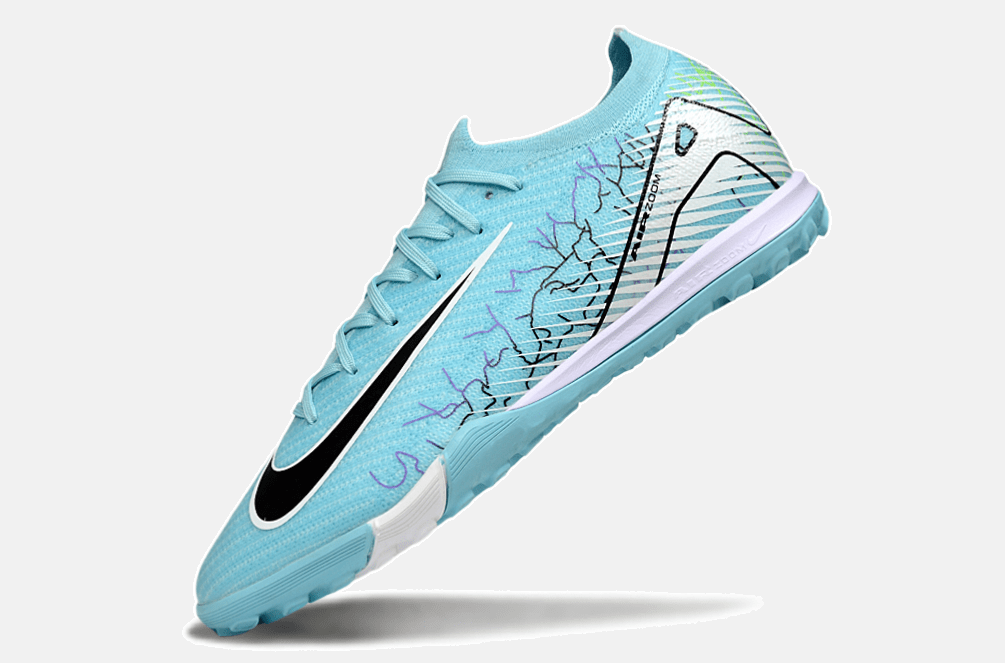 Chuteira Society Nike Air Zoom Mercurial Vapor 16 Elite TF - Branca e Azul - MAGNUM SPORT*