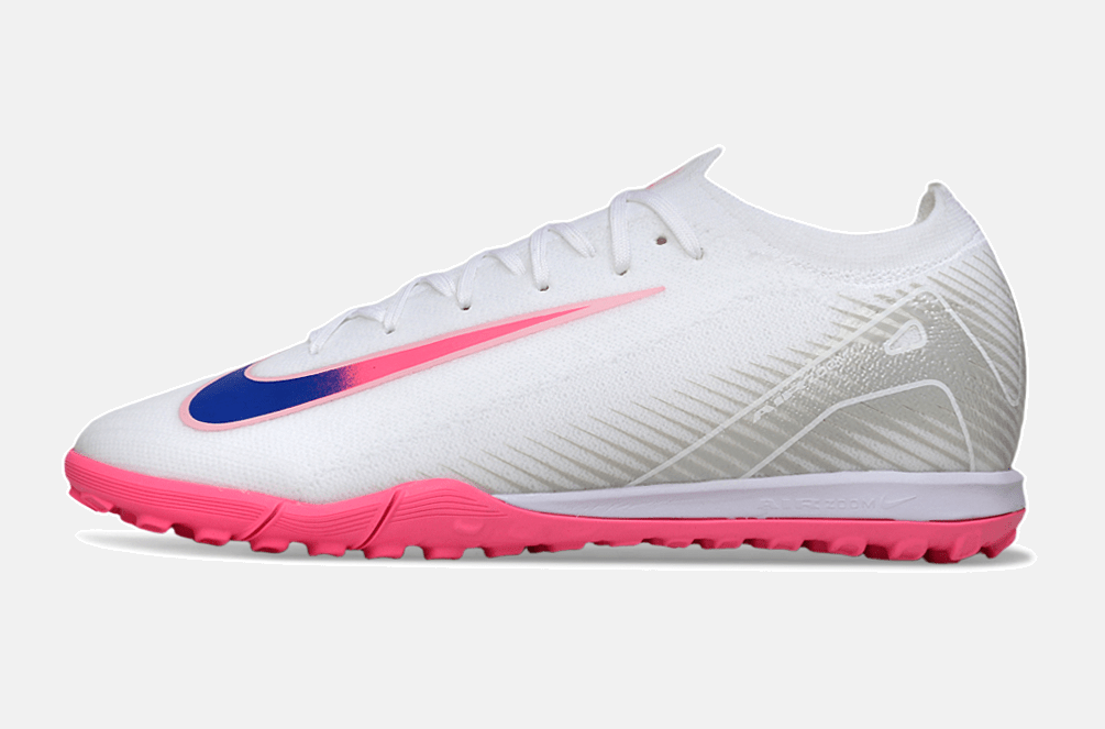 Chuteira Society Nike Air Zoom Mercurial Vapor 16 Elite TF - Branca, Rosa e Azul - MAGNUM SPORT*