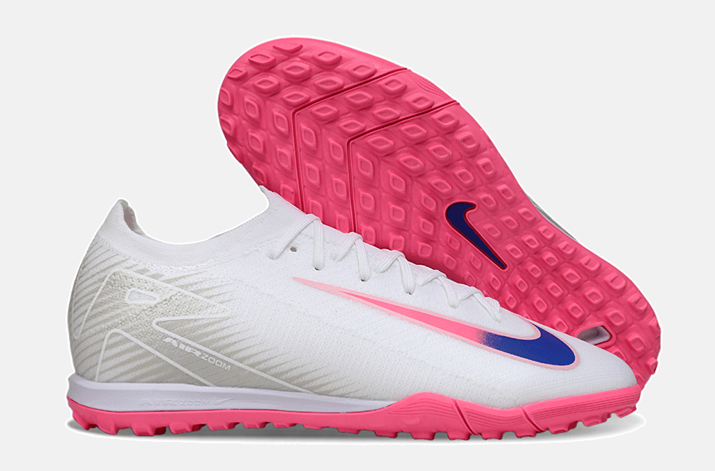 Chuteira Society Nike Air Zoom Mercurial Vapor 16 Elite TF - Branca, Rosa e Azul - MAGNUM SPORT*