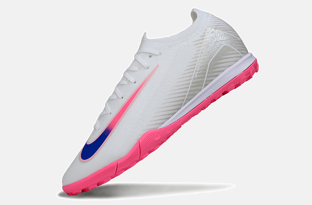 Chuteira Society Nike Air Zoom Mercurial Vapor 16 Elite TF - Branca, Rosa e Azul - MAGNUM SPORT*