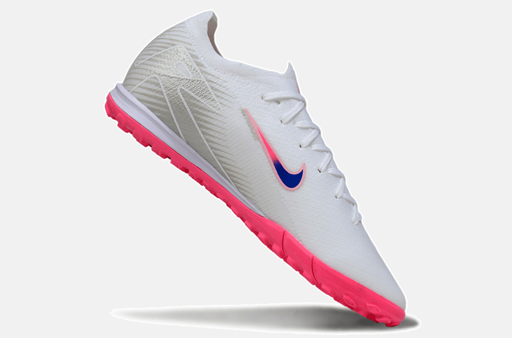 Chuteira Society Nike Air Zoom Mercurial Vapor 16 Elite TF - Branca, Rosa e Azul - MAGNUM SPORT*
