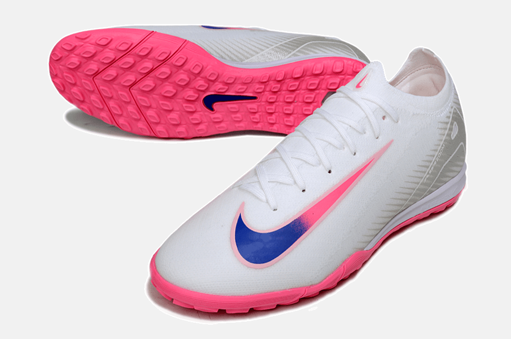Chuteira Society Nike Air Zoom Mercurial Vapor 16 Elite TF - Branca, Rosa e Azul - MAGNUM SPORT*