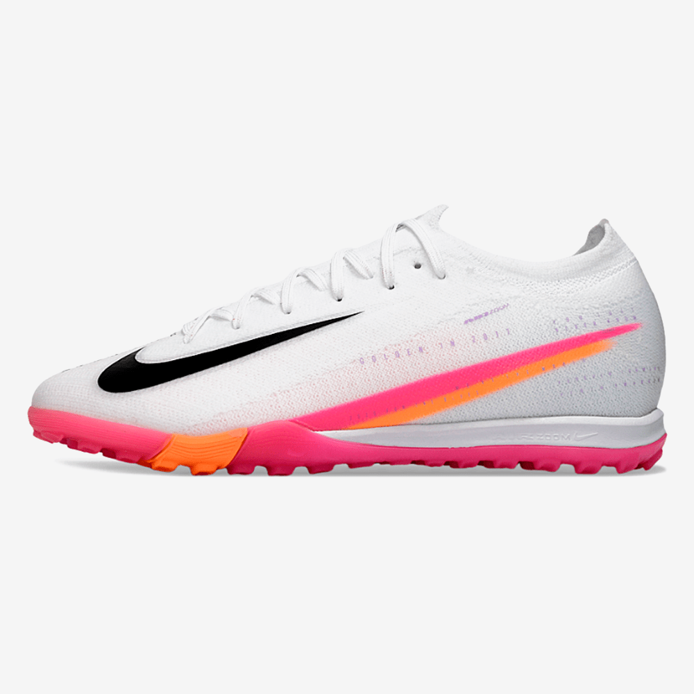 Chuteira Society Nike Air Zoom Mercurial Vapor 16 Elite TF - Branca, Rosa e Laranja - MAGNUM SPORT*