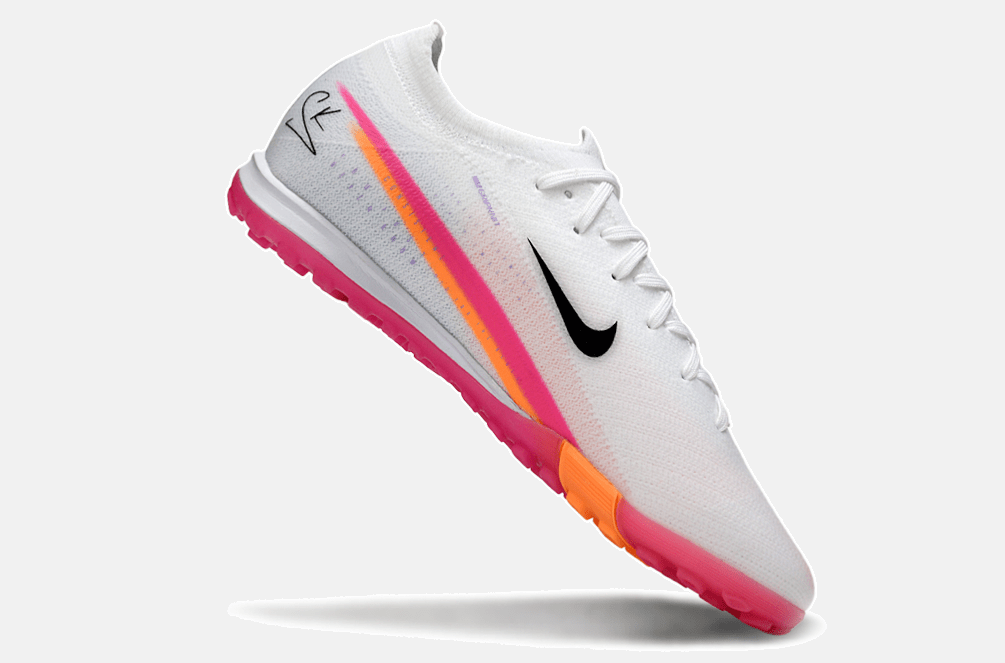 Chuteira Society Nike Air Zoom Mercurial Vapor 16 Elite TF - Branca, Rosa e Laranja - MAGNUM SPORT*
