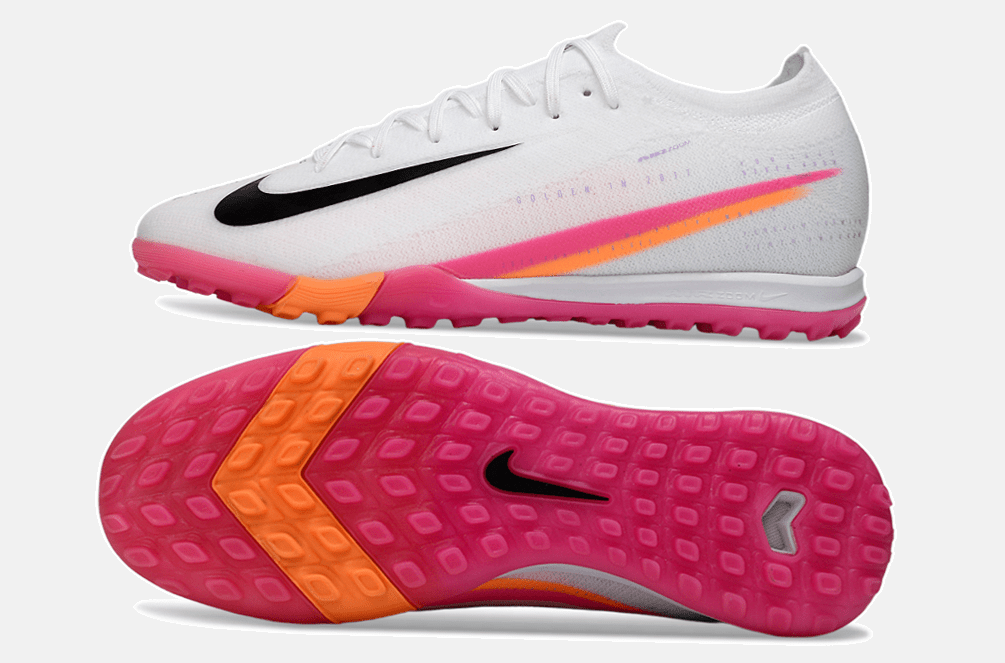 Chuteira Society Nike Air Zoom Mercurial Vapor 16 Elite TF - Branca, Rosa e Laranja - MAGNUM SPORT*