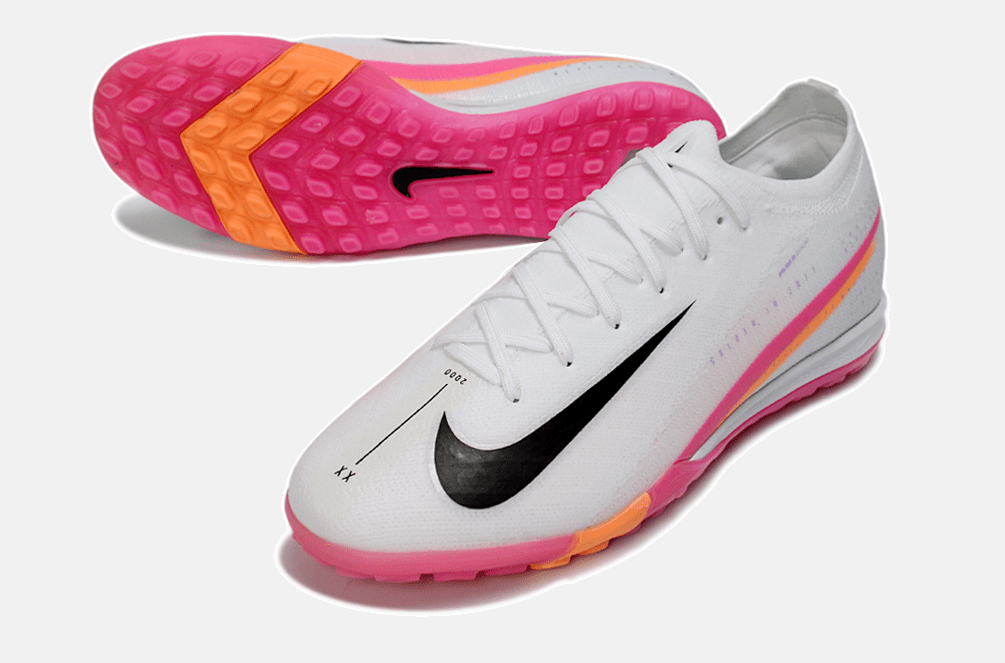 Chuteira Society Nike Air Zoom Mercurial Vapor 16 Elite TF - Branca, Rosa e Laranja - MAGNUM SPORT*