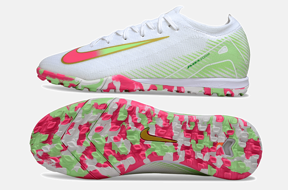 Chuteira Society Nike Air Zoom Mercurial Vapor 16 Elite TF - Branca, Verde e Rosa - MAGNUM SPORT*
