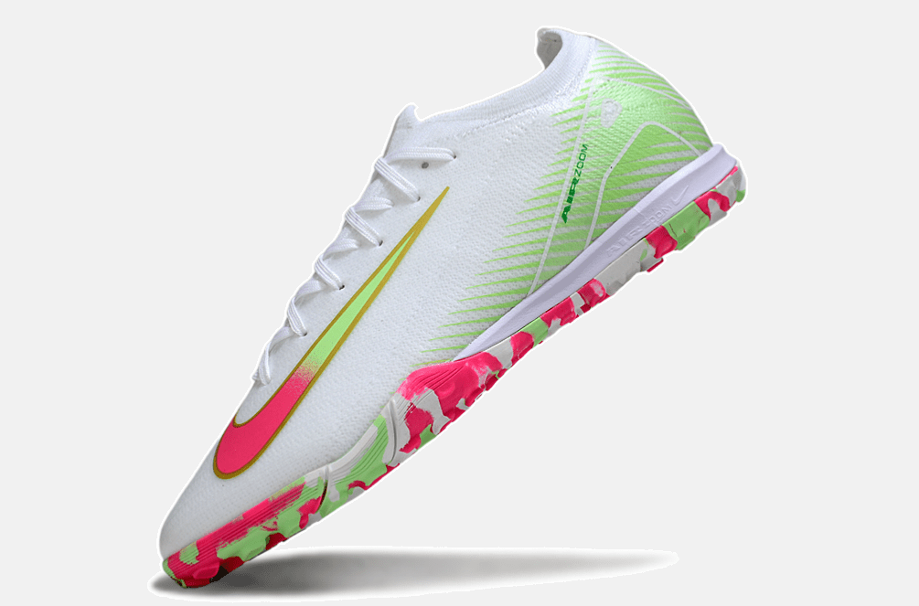 Chuteira Society Nike Air Zoom Mercurial Vapor 16 Elite TF - Branca, Verde e Rosa - MAGNUM SPORT*