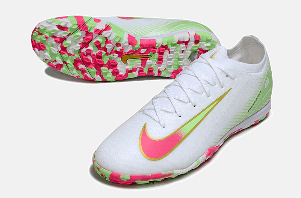 Chuteira Society Nike Air Zoom Mercurial Vapor 16 Elite TF - Branca, Verde e Rosa - MAGNUM SPORT*