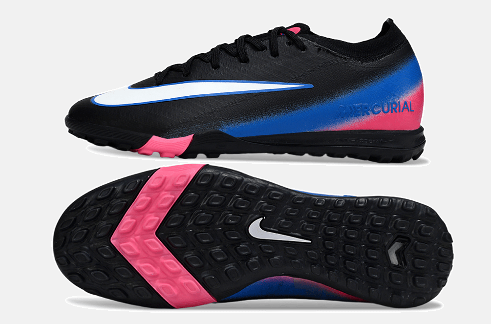 Chuteira Society Nike Air Zoom Mercurial Vapor 16 Elite TF - Preta, Rosa e Azul - MAGNUM SPORT*