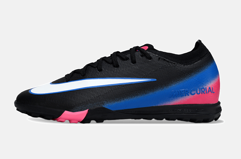 Chuteira Society Nike Air Zoom Mercurial Vapor 16 Elite TF - Preta, Rosa e Azul - MAGNUM SPORT*