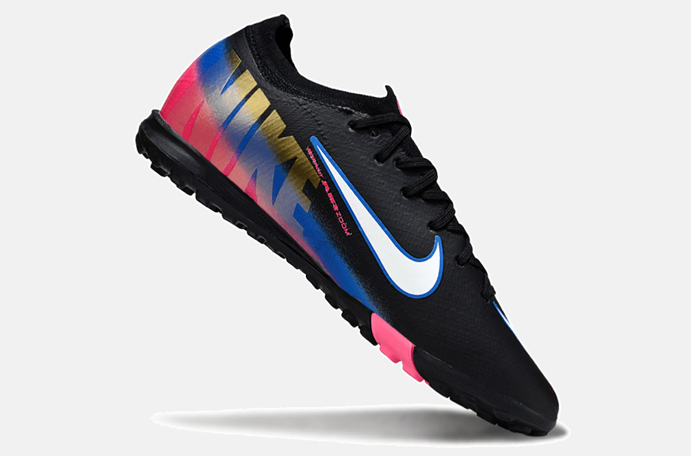 Chuteira Society Nike Air Zoom Mercurial Vapor 16 Elite TF - Preta, Rosa e Azul - MAGNUM SPORT*