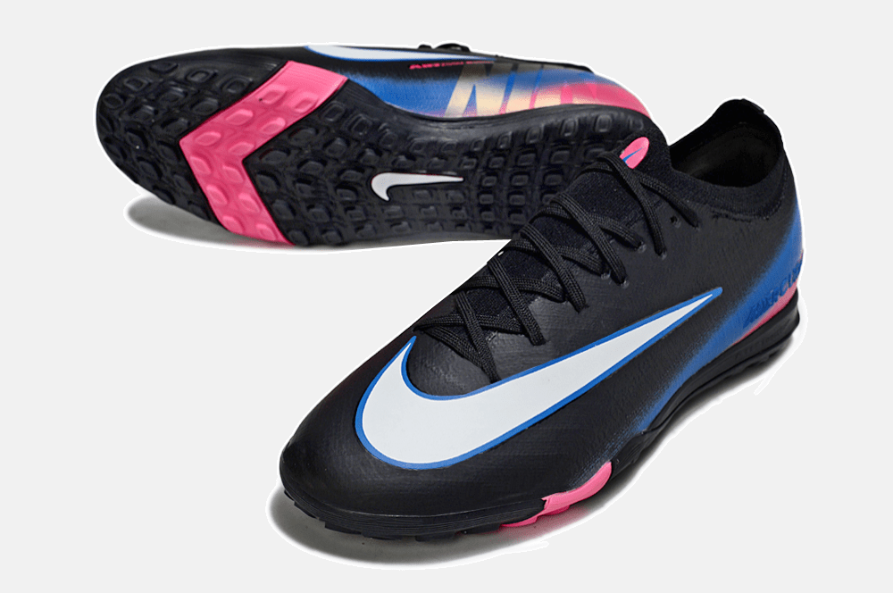 Chuteira Society Nike Air Zoom Mercurial Vapor 16 Elite TF - Preta, Rosa e Azul - MAGNUM SPORT*