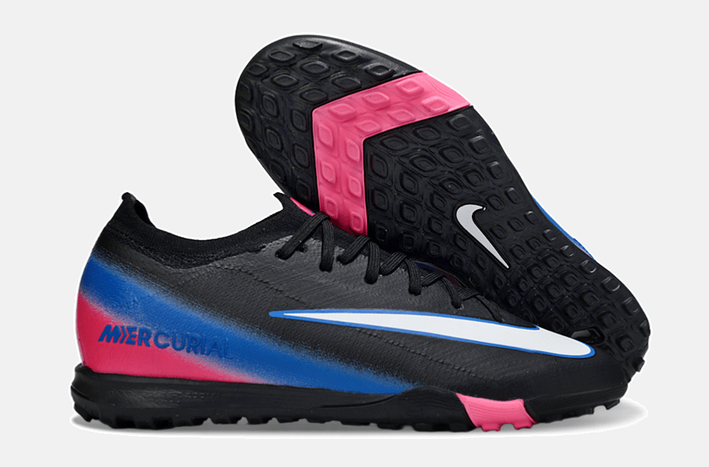 Chuteira Society Nike Air Zoom Mercurial Vapor 16 Elite TF - Preta, Rosa e Azul - MAGNUM SPORT*