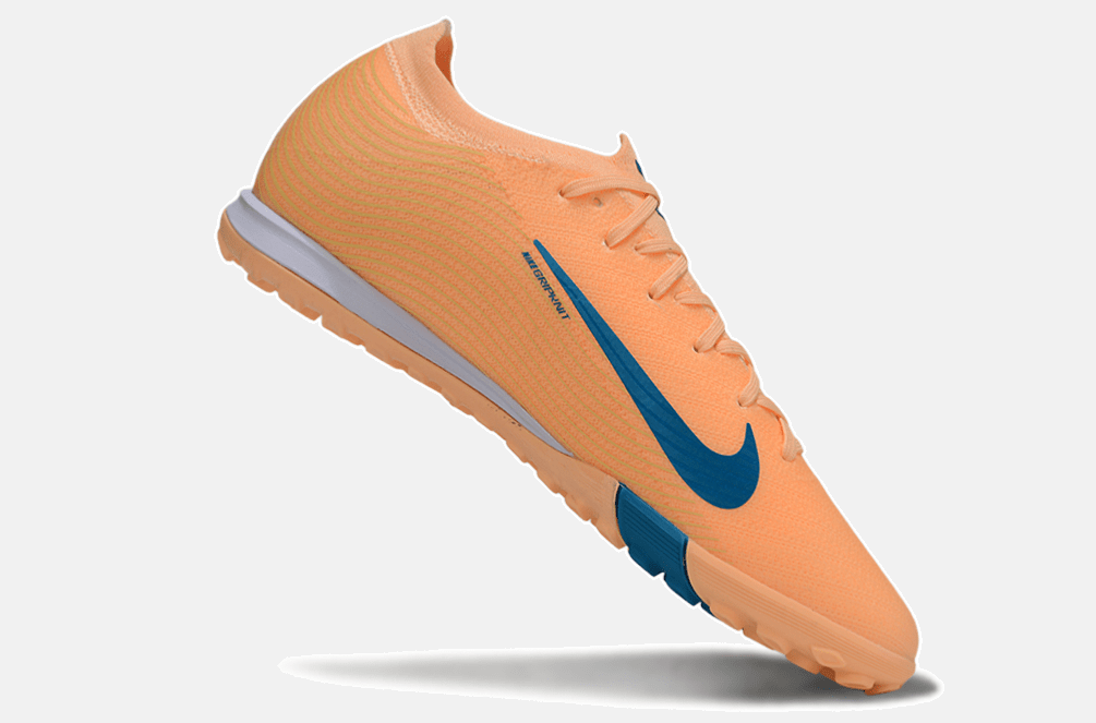 Chuteira Society Nike Air Zoom Mercurial Vapor 16 Killian Mbappe Elite TF - Laranja e Azul - MAGNUM SPORT*
