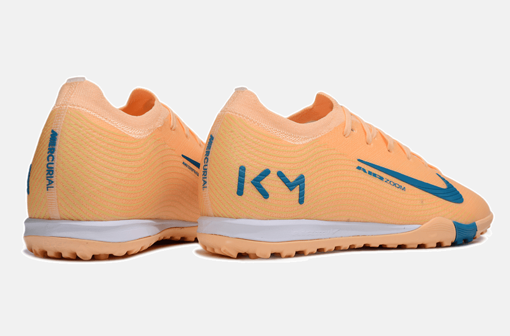 Chuteira Society Nike Air Zoom Mercurial Vapor 16 Killian Mbappe Elite TF - Laranja e Azul - MAGNUM SPORT*