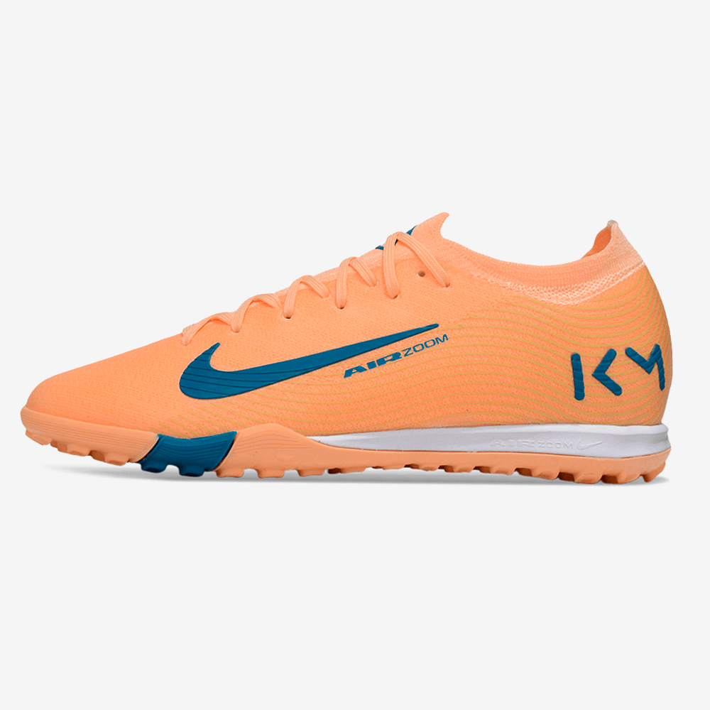 Chuteira Society Nike Air Zoom Mercurial Vapor 16 Killian Mbappe Elite TF - Laranja e Azul - MAGNUM SPORT*