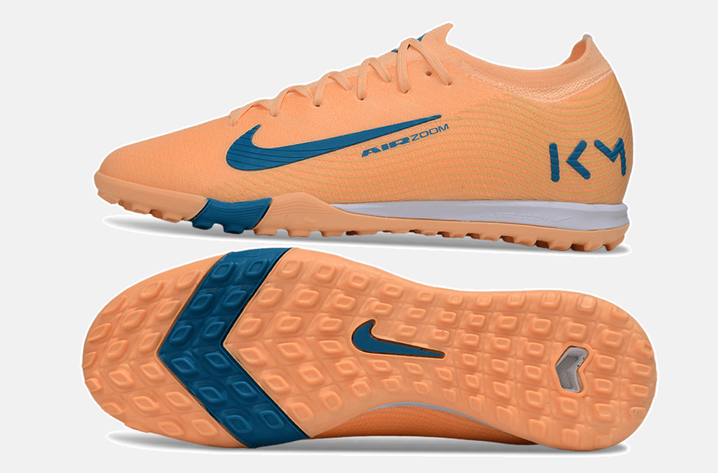 Chuteira Society Nike Air Zoom Mercurial Vapor 16 Killian Mbappe Elite TF - Laranja e Azul - MAGNUM SPORT*