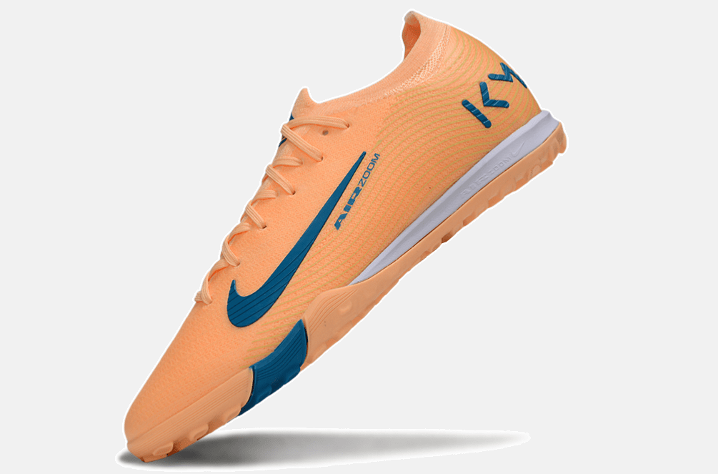 Chuteira Society Nike Air Zoom Mercurial Vapor 16 Killian Mbappe Elite TF - Laranja e Azul - MAGNUM SPORT*