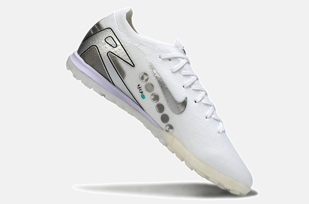 Chuteira Society Nike Air Zoom Mercurial Vapor 16 Vini JR Elite TF - Branca e Cinza - MAGNUM SPORT*