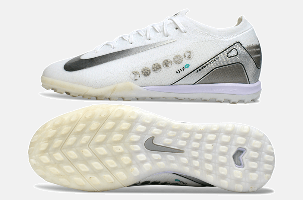 Chuteira Society Nike Air Zoom Mercurial Vapor 16 Vini JR Elite TF - Branca e Cinza - MAGNUM SPORT*