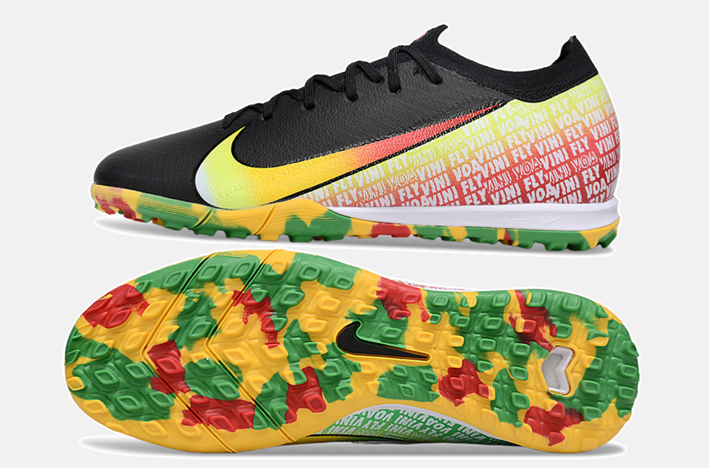 Chuteira Society Nike Air Zoom Mercurial Vapor 16 Vini Jr Elite TF - Preta, Verde e Amarela - MAGNUM SPORT*