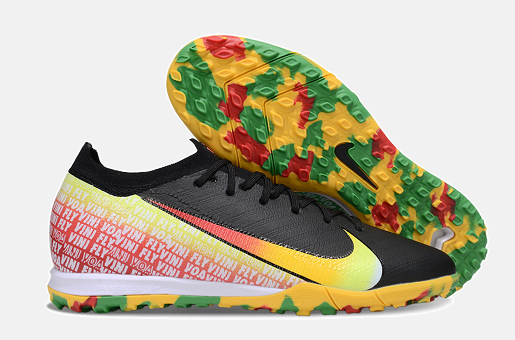 Chuteira Society Nike Air Zoom Mercurial Vapor 16 Vini Jr Elite TF - Preta, Verde e Amarela - MAGNUM SPORT*